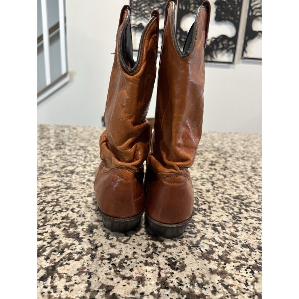 Vintage Dingo Cognac Brown Cowgirl Leather Slouch Boots Women’s Size 8 - Picture 5 of 9